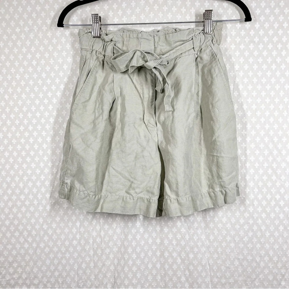 Wilfred Light Green Linen Tie Waist Shorts - Picture 1 of 6